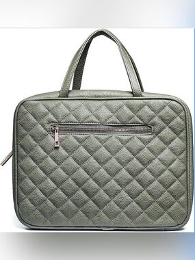 Ms. Lovely Olive Green Quilted Travel Toiletry & Cosmetic Organizer Bag | NWOT